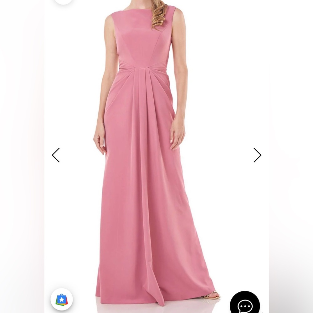 NWT Kay Unger 5517445 Long Sleeveless Pleated Formal Dress Heather Rose Size 6
